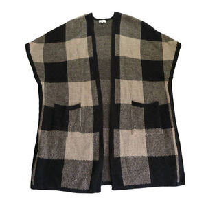 Oriana Women's Brown Checkered Wool Blend Short Sleeve Cardigan Sweater. Size XL